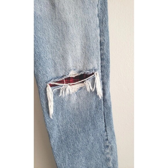 Levis Jeans Mens 30x30 Red Plaid Knee 512 Slim Straight Tapered  Distressed - Picture 2 of 9